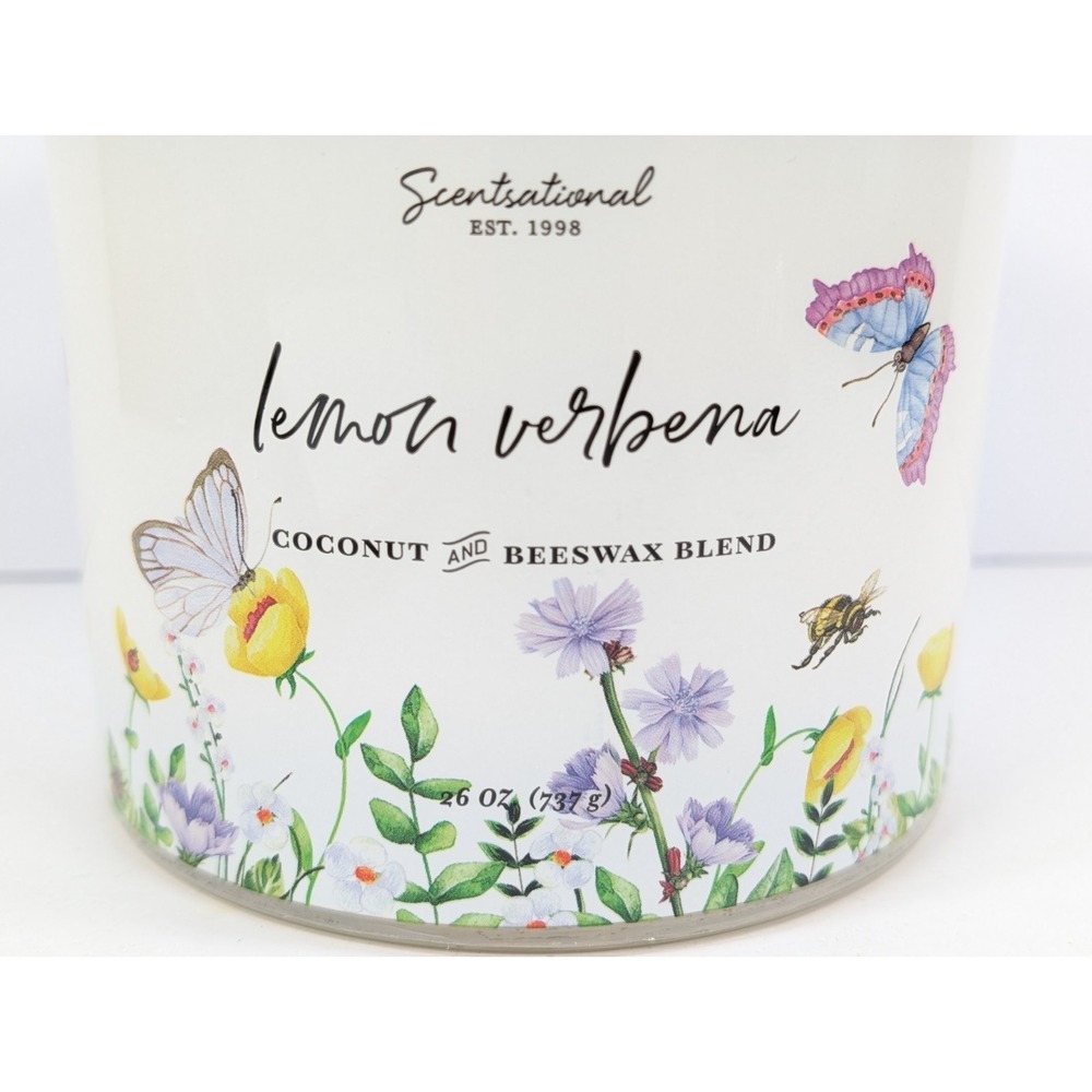 Lemon Verbena Scented Large 3-Wick Candle for Home Aromatherapy Gift 26 Oz